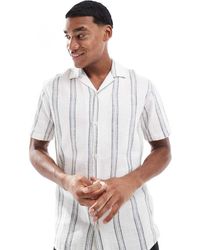 JJ Rebel - Camicia A Maniche Corte Bianca A Righe Testurizzata Con Rever - Lyst