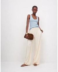 ASOS - Linen Blend Shirred Waist Pull On Trouser - Lyst