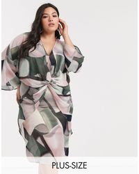 ax paris off white abstract print chiffon midi dress