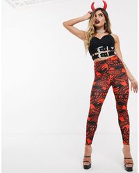 ASOS Halloween - Leggings mit Zombie Caution-Zierband, Kombiteil - Mehrfarbig