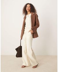 ASOS - Pantalones De Sastre Amarillo Pastel Con Cinturón De Tejido Texturizado De (Parte De Un Conjunto)-Neutro - Lyst