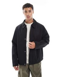 Jack & Jones - Giacca Harrington Nera Con Colletto - Lyst