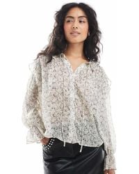 Vero Moda - Boho Blouse Met Ruches En Bloemenprint - Lyst