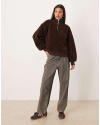 ASOS - Oversized Hoogsluitende Top Van Borg Met Rits - Lyst