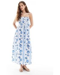Vero Moda - Vestito Midi A Canottiera Con Stampa Di Conchiglie - Lyst