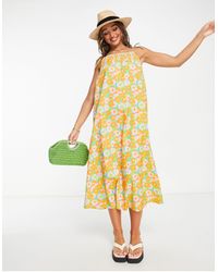 TOPSHOP - Pop Floral Print Midi Beach Dress - Lyst