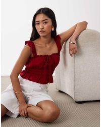 Miss Selfridge - Shir Top With Ruffle Sleeve - Lyst