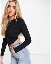 ASOS - Backless Long Sleeve Top With Scarf Hem - Lyst