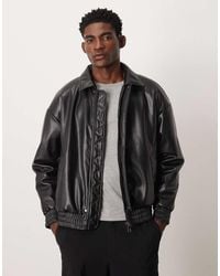 Only & Sons - Oversized Faux Leather Padded Bomber Jacket - Lyst
