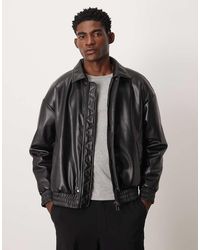 Only & Sons - Oversized Gewatteerd Bomberjack Van Imitatieleer - Lyst