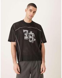 ASOS - Boxy Oversized T-Shirt With Piping Detail And Number Graphic - Lyst