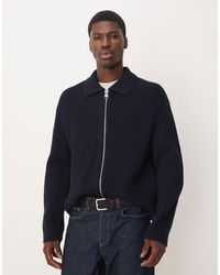 ARKET - Wool Chunky Knitted Rib Cardigan With Two-Way Zip - Lyst
