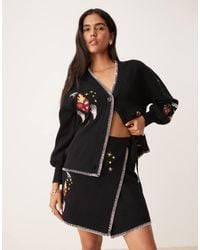 Never Fully Dressed - Minifalda Negra Con Bordado Night Garden De (Parte De Un Conjunto) - Lyst