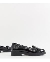 new look black patent loafers