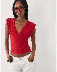 Miss Selfridge - V-Neck Ruched Tank Top - Lyst
