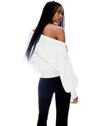 Bershka - Maglione Asimmetrico Écru Con Fondo A Coste - Lyst