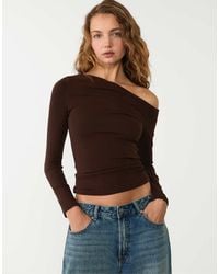 Stradivarius - Top With Asymmetric Neckline - Lyst