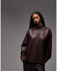 ASOS - Oversized Faux Leather Shirt - Lyst