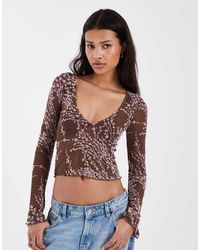 Motel - Yamuna Long Sleeve Moonlit Blossom Scoop Neck Top - Lyst
