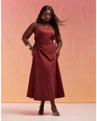 ASOS - Asos Design Curve Bandeau Midi Dress With Lattice Detail Waist - Lyst