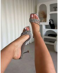 SIMMI - Blushing Diamante Mid Heel Mules Wide Fit - Lyst