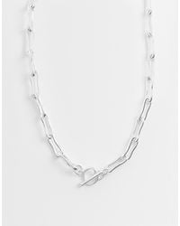 Accessorize - Z collection - collier à maillons effet fondu et barre en t en plaqué argent inoxydable - Lyst
