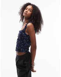 Mango - Square Neck Sequin Top - Lyst