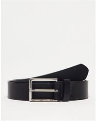 ASOS - Smart Faux Leather Belt With Silver Buckle - Lyst