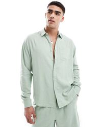 New Look - Long Sleeve Floaty Linen-blend Shirt - Lyst