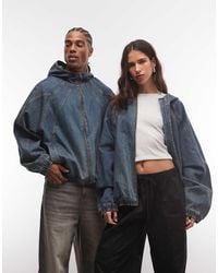 Collusion - Oversized Denim Jack Met Capuchon - Lyst