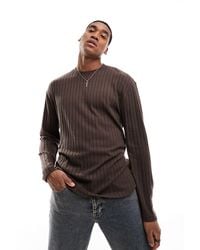 ASOS - Long Sleeve Relaxed Fit Brushed Rib T-shirt With Mock Neck - Lyst