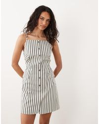 New Look - Stripe Button Through Cami Mini Dress - Lyst