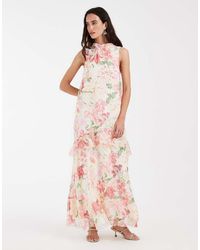 Vero Moda - High Neck Sleeveless Ruffle Hem Maxi Dress - Lyst