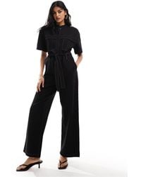 & Other Stories - Wide Leg Stretch Jumpsuit With Tie Waist And Utility Pockets - Lyst