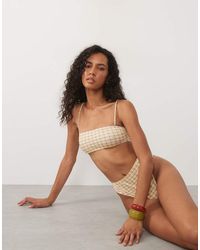 ASOS - Imogen Check Skinny Strap Bandeau Bikini Top - Lyst