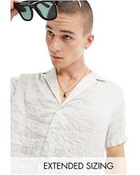 ASOS - Short Sleeve Relaxed Fit Deep Revere Collar Satin Shirt - Lyst