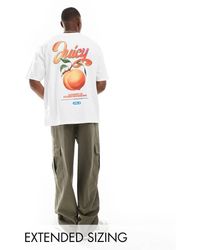 ASOS - T-Shirt Oversize Bianca Con Stampa Di Frutta Sul Retro - Lyst