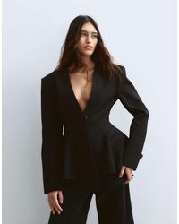 ARRANGE - Collarless Strong Shoulder Peplum Blazer - Lyst