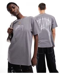 Reclaimed (vintage) - T-shirt oversize antracite unisex con grafica gotica sul retro - Lyst