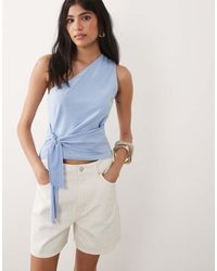 ASOS - One Shoulder Top With Tie Waist Detail - Lyst
