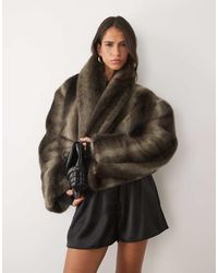 AFRM - Stephanie Faux Fur Barrel Crop Jacket - Lyst