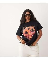 ASOS - Asos Design Curve Baby Tee With Serenity Sunset Graphic - Lyst