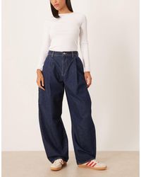 ASOS - High Waist Barrel Jean With Pleat Detail - Lyst