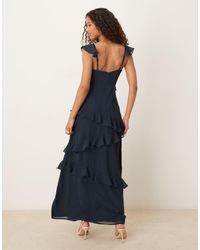 knee length dresses for ladies Angela Black Bandeau Fishtail Maxi Dress  Club L London