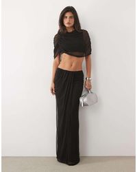 Missy Empire - Mesh Overlay Drape Detail Maxi Skirt - Lyst