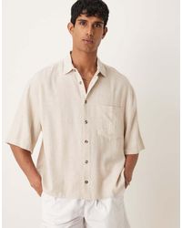 ASOS - Premium Linen Blend Boxy Oversized Shirt With Chest Embroidery - Lyst