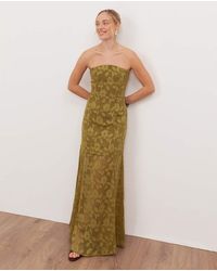 ANAYA - Floral Burnout Bandeau Maxi Dress - Lyst