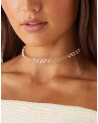 ASOS - Collarino Rigido Dorato Con Perle Sintetiche - Lyst