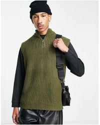 ASOS Knitted Sleeveless V Neck Jumper - Green