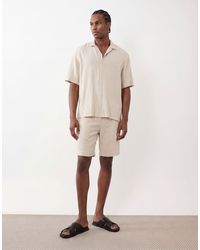 SELECTED - Pantalones Cortos Beis De Tejido Texturizado (Parte De Un Conjunto)-Rojo - Lyst